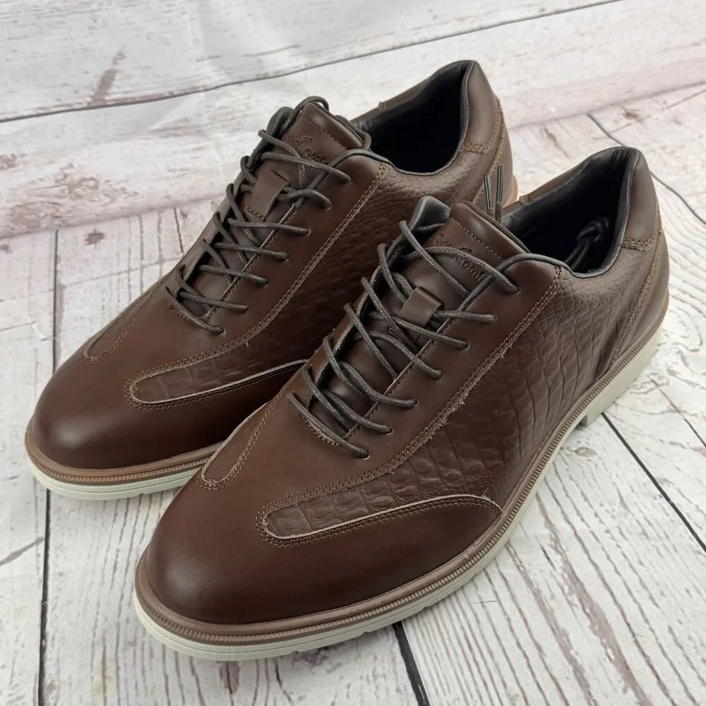 OrthoComfoot Mens Orthopedic Leather Dress Walking Shoes Dark Brown Size 12